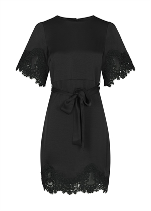 Xelina satin lace kjole Black Neo Noir 